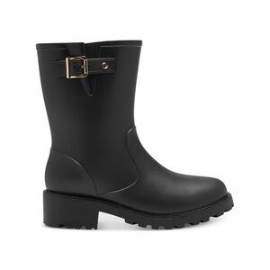 NIB STYLE & COMPANY Womens Lug Sole Buckle Round Toe Block Heel Rain Boots 6 M